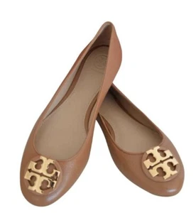 (ON SALE) New in box Tory Burch Royal Tan Claire Ballet Tumbled Leather Flats - Picture 1 of 4