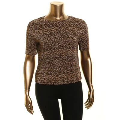 THE FIFTH LABEL NEW Women's Brown Leopard Print Pleated Blouse Shirt Top L TEDO - Image 1 of 2