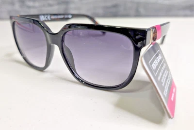 Gafas de sol Foster Grant para mujer marco negro lente púrpura cuadrado oreja tortuga Foto 1 de 4