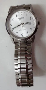 Pulsar VJ33-X006 Men's Analog Watch Silver Day/Date Expandable Strap - Picture 1 of 6