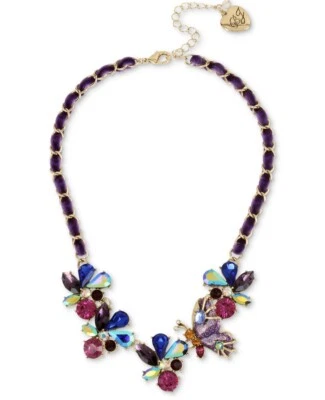 COLAR DECLARAÇÃO FITA BORBOLETA MULTI PEDRA BETSEY JOHNSON US$ 68 #518 - Imagem 1 de 4
