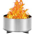 27" Smokeless Fire Pit Outdoor Portable Wood Burning with Stand Stainless Steel