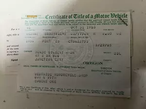 1956 PONTIAC 2 DR SEDAN document TITLE Oregon - Picture 1 of 1