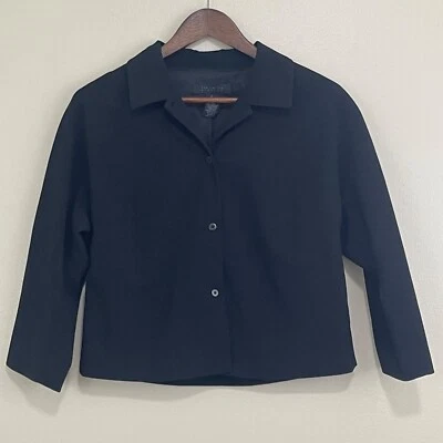 Blazer elástico The Limited para mujer mediano negro botón oficina carrera dinero antiguo Foto 1 de 4