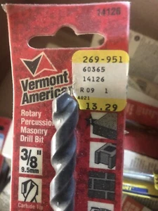 Vermont American 14126 3/8" X 13" Rotary Percussion Masonry Drill Bit,No 14126 - Picture 1 of 1