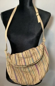 Bandolera de seda vintage Hobo Boho a rayas bandolera bolso narciso - Imagen 1 de 6