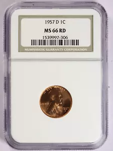 Centavo Lincoln 1957-D NGC MS66 RD - Imagen 1 de 2