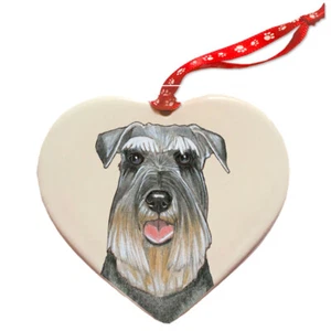 Schnauzer Porcelain Pet Gift Heart Ornament - Picture 1 of 2