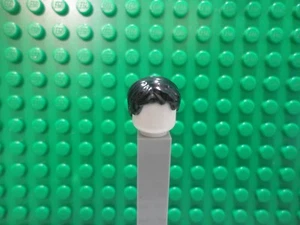 Lego mini figure 1 Black Hair Tousled with Part NEW - Picture 1 of 4
