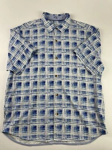 Tommy Bahama Casual Button Up Shirt Men's XL Plaid Blue Short Sleeves - Picture 1 of 12
