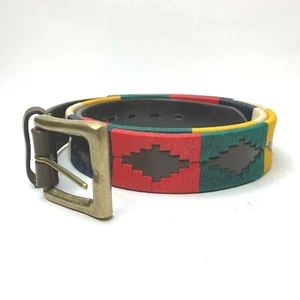 LUPPI Brown Leather Belt With Woven Pattern Argentinian Southwestern 46/115 - Picture 1 of 4