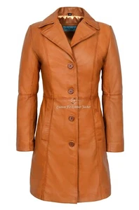 Giacca donna vera pelle marrone classico al ginocchio pelle di agnello cappotto di design 3457 - Foto 1 di 9
