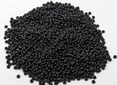 Antiguo vidrio checo vintage 10/0 cuentas de semillas opaco negro azabache 30 g C41-10 Foto 1 de 4