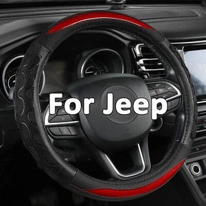 Leather & Rubber Car Steering Wheel Cover for Jeep Grand Cherokee 14.5-15"inches - Picture 1 of 4