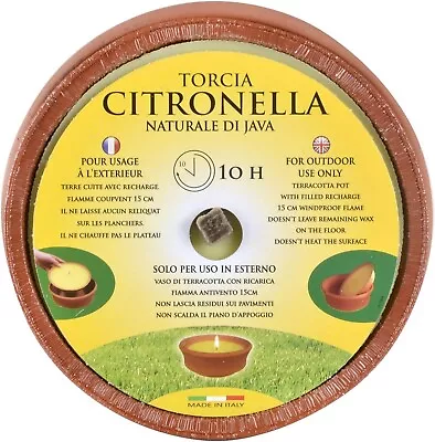 Citronella Candle Fly Deterrent Large Terracotta Pot Garden Outdoor 10 Hour Burn - Image 1 of 3