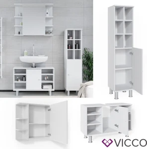 Badmöbel Spiegelschrank Waschbeckenunterschrank Hochschrank Bad Set Fynn Vicco - Bild 1 von 7