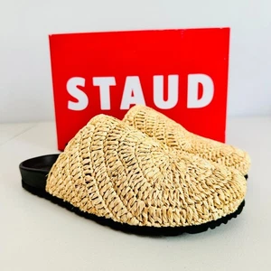 STAUD DIA NATURAL NEUTRAL RAFFIA WOVEN SLIDES MULES SLIPPERS SIZE 9/40 - Picture 1 of 10