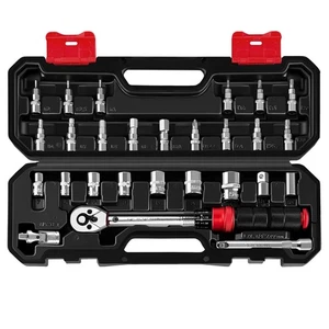 27-teiliges Click Drehmomentschlüssel-Set, 1/4 Zoll Antrieb Fahrrad Drehmomentschlüssel, 2,3-27,1 N... - Bild 1 von 8