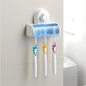 Juego de soporte de succión para cepillo de dientes portátil de 5 ranuras para baño en casa - Imagen 1 de 2