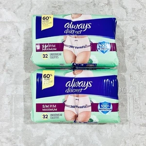 Always Discreet Incontinence Underwear Women Small Medium S/M Maximum 64 Ct New - Picture 1 of 3