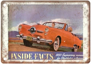 1950 Studebaker Inside Facts Vintage Auto Ad Retro Look Metal Sign AN3834 - Picture 1 of 2