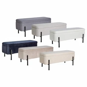 Storage Ottoman Seat Velvet Metal Legs Compact Storage Bedroom Home Furniture - Picture 1 of 55