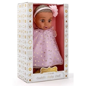 FAO Schwarz Baby Cuddle Baby Doll 14" vestito rosa fiore fascia ciuccio - Foto 1 di 3