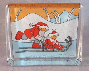 IITTALA, Pekka Vuori Glaskarte Weihnachtsmann und Frau, neuwertig - Bild 1 von 2
