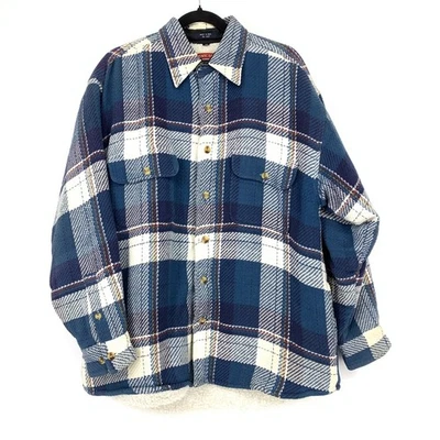 Chaqueta de Colección Koman Botón Frontal Forrada de Vellón Para Hombre Talla Mediana Azul Blanco A Cuadros Foto 1 de 4