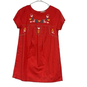 Garnet Hill Kinder 100% Baumwolle bestickt gefüttert mit Tasche Kleid Gr. 12 Boho rosa - Bild 1 von 7