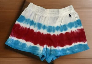 Polo Ralph Lauren Girls Pull On SweatShorts Tie Dye Sz XL 16 Red White & Blue - Picture 1 of 5