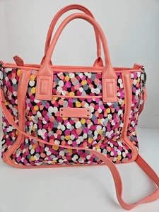 Vera Bradley Womens Large Duffel Purse Bag Trapeze Tote Pink Pixie Confetti - Picture 1 of 12