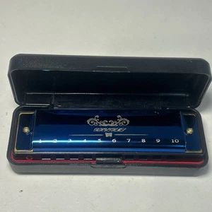 Armonica organo bocca 10 fori blu armoniche musicali con custodia - Foto 1 di 6