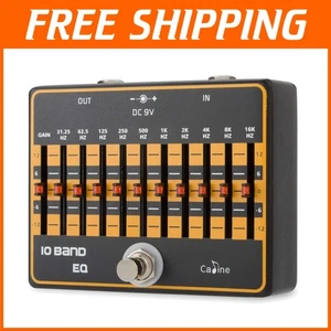 Durable 10-Band EQ Guitar Effects Pedal with Lighted Sliders - All Black Design - Picture 1 of 8
