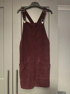 Topshop Burgundy Corduroy Pinifore Dress Size 10 - Picture 1 of 5