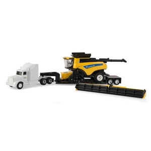 1/64 New Holland CR9.90 Tracked Combine with Draper Head on Semi w Lowboy 13949 - Picture 1 of 2