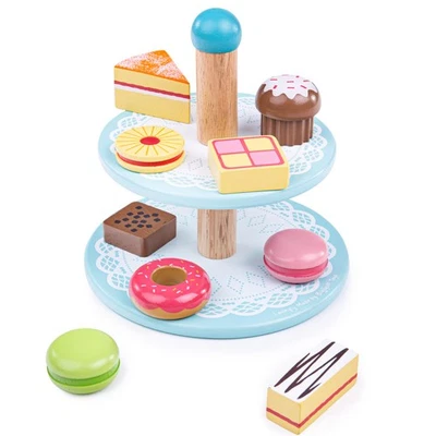 Bigjigs Toys Soporte de Pastel de Madera con 9 Pasteles, Juego de Simulación, Juego de Rol Foto 1 de 4
