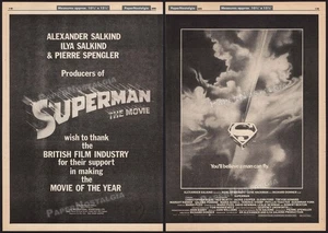 SUPERMAN : The Movie - Original 1979 Trade AD / poster _ Richard Donner _ 1978 - Picture 1 of 3