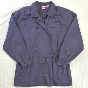 VINTAGE 90s MONDI Cotton Purple Longline Button Utility Jacket Sz EU 38/M Retro - Picture 1 of 5