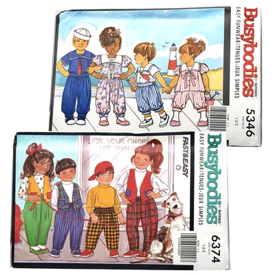 2 Pantalones de Colección BusyBodies 5346 + 6374 Niño Pequeño Chaleco Pullover Patrones de Costura Foto 1 de 4