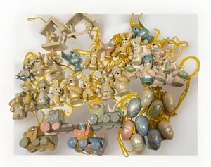 Vintage Lot Of 39 Resin Mini Easter Bunny Penguin Train And Eggs Tree Ornaments - Picture 1 of 4