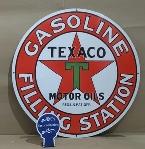 Texaco Gasoline Filling Station Porcelain Enamel Sign 30 x 30 Inches 1 Sided - Picture 1 of 6