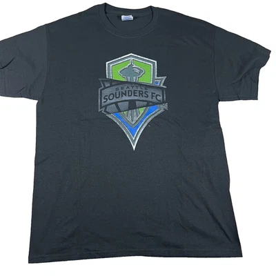 Gildan Mens Large Black Ultra Cotton Preshrunk Seattle Sounders FC T-Shirt NWOT - Image 1 of 4