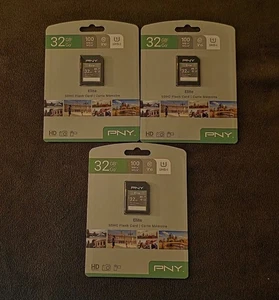 PNY Elite 32GB SD Card X 3 Brand New - Picture 1 of 2