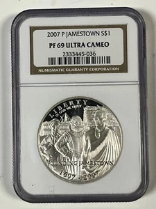 2007 P Jamestown Commemorative Silver Dollar NGC PF 69 Ultra Cameo - Picture 1 of 4