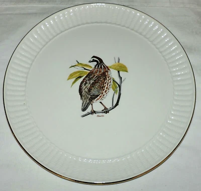 ANCIEN PLAT A TARTE EN FAIENCE DE GIEN DECORS  OISEAUX BOBWHITE - Photo 1/4
