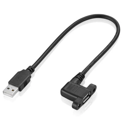 USB A 2.0 Male to USB 2.0 A Female Angled Panel Mount Extension Cable - 30cm - Image 1 of 4