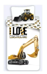 Juego de funda de edredón de cama individual excavadora Constructions 100% algodón - Imagen 1 de 3