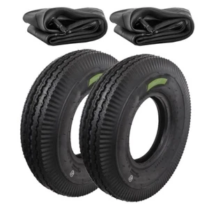 2 COPERTONI 4.00-8 + CAMERE PNEUMATICI RUOTE CARRELLO APPENDICE RIMORCHIO BARCA - Imagen 1 de 5