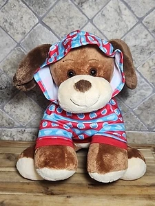 Build A Bear Brown Brown Puppy Dog Plush 14" Friendly W/ Blue Red Hoodie - Picture 1 of 7